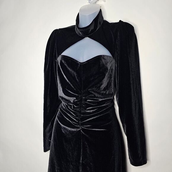 Zara Black Long Sleeve Velvet Mini Dress - Picture 6 of 12